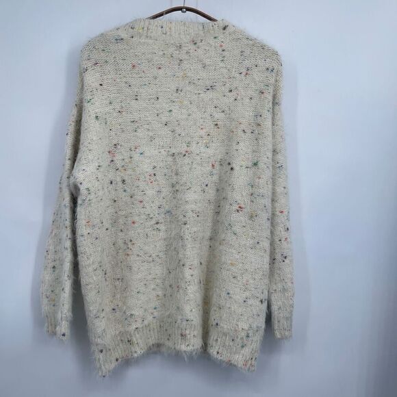 FRNCH Cream Eyelash Confetti V-Neck Button Oversized Cardigan Sweater Medium - Picture 7 of 9